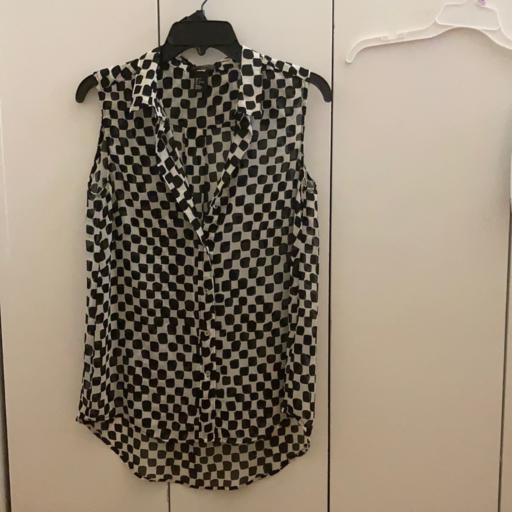 Checkered Button Top